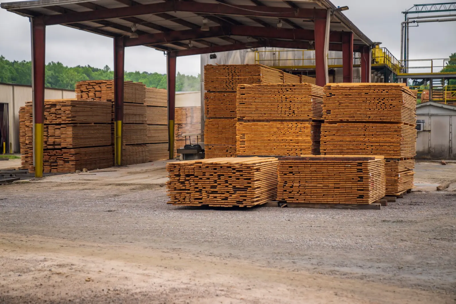 Stacks of lumber at a supplier yard ready for pickup and delivery to a GTA construction site